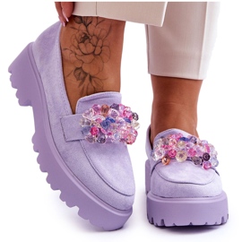FB2 Women's Platform Loafers With Embellishments Purple Brenda violet