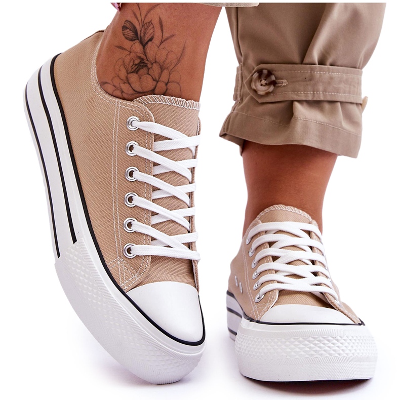 FB2 Women's Sneakers On A Chunky Platform Beige Ember