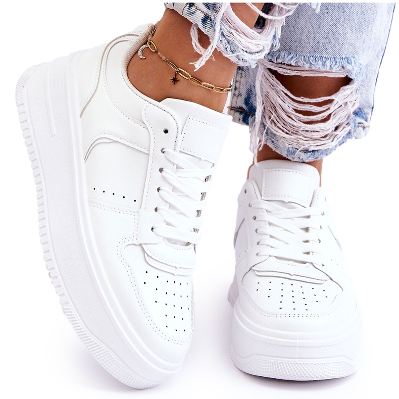 FB2 Women's White Bexley High Platform Sports Shoes
