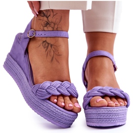 Classic Suede Wedge Sandals Purple Denisse