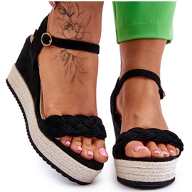 Classic Suede Wedge Sandals Black Denisse