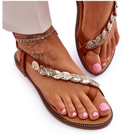 FJ1 Camel Alamis Women's Embellished Sandals brown