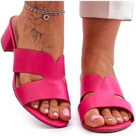 FJ1 Classic Fuchsia Miley Low Heel Leather Flip Flops pink