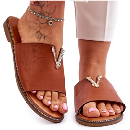FJ1 Women's Classic Camel Bertha Embellished Slippers brown