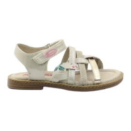 American Club American Sandals Girls for Velcro 15079 Beige/gold