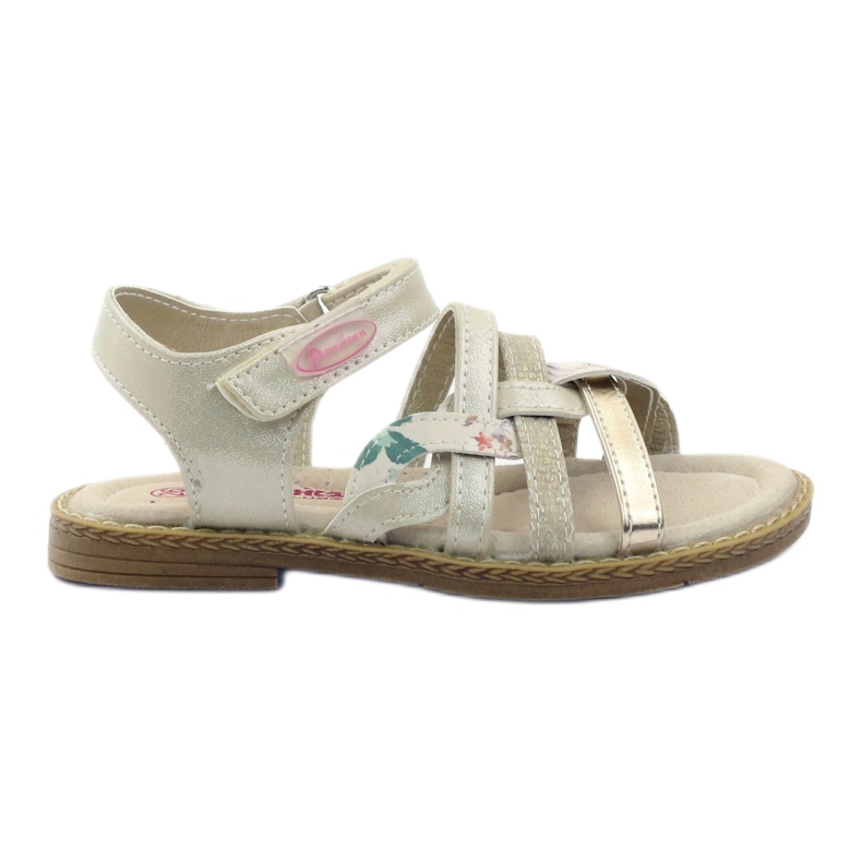 American Club American Sandals Girls for Velcro 15079 Beige/gold