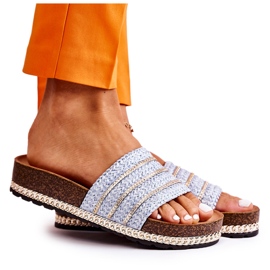 S.Barski Women's Classic Flip-Flops With a Chain, Blue