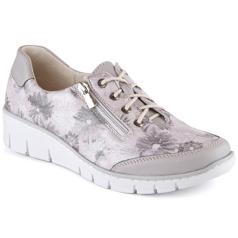 Helios 334 leather comfortable women's shoes with flowers grey Helios 334 leather comfortable women's shoes with flowers grey