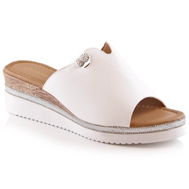 Women's white wedge slippers Potocki YQ21005