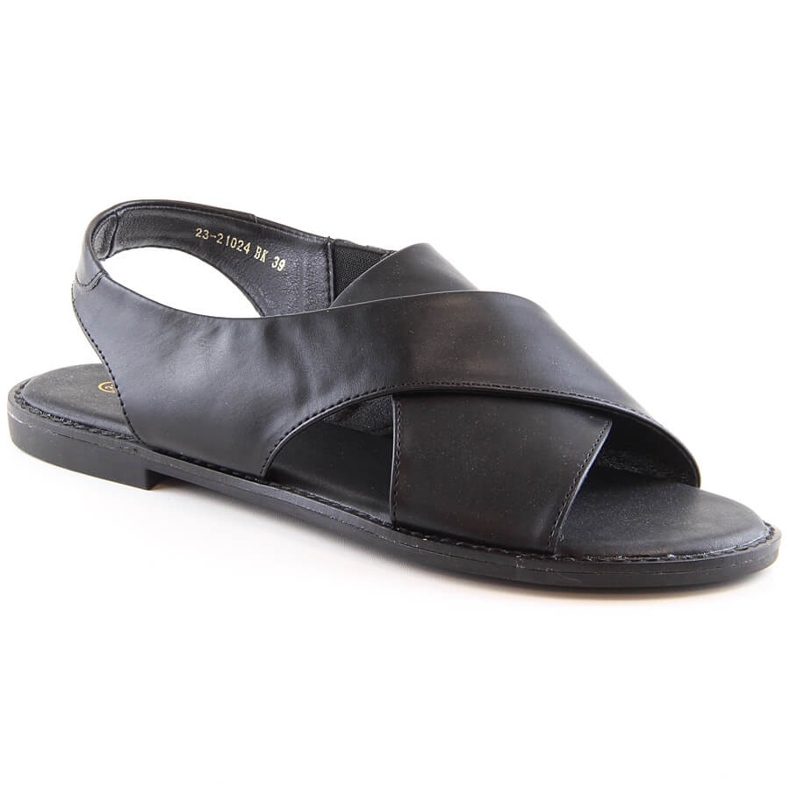 Women's flat slip-on sandals black Potocki YQ21024 brown