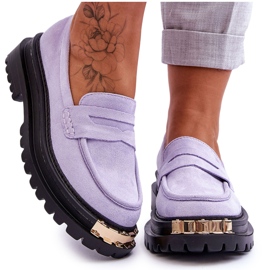 FJ1 Classic Suede Loafers With Purple Monaro Embellishment