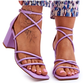 Leather Fashionable Women's Sandals Purple Primma High Heels violet