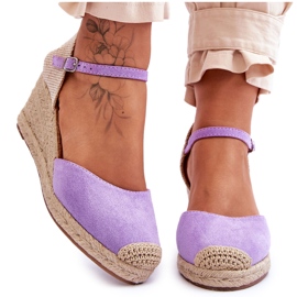 FJ1 Suede Espadrilles Wedge Sandals Purple Cammer