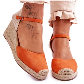 Suede Espadrilles Wedge Sandals Orange Cammer