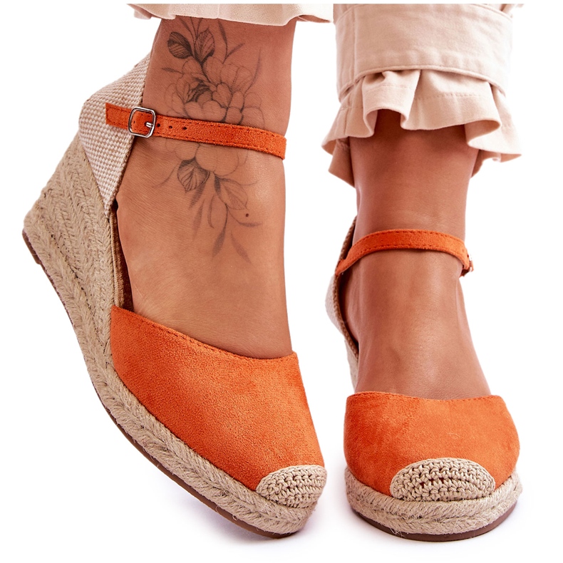 Suede Espadrilles Wedge Sandals Orange Cammer