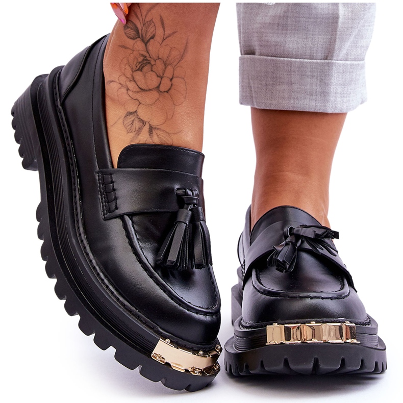 Lonisa Classic Loafers With Tassels Black Lonisa