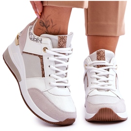 Women's Wedge Sneakers White Chevre
