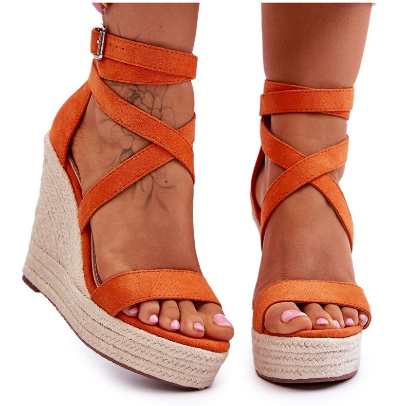 FJ1 Comfortable Orange Lemira High Wedge Sandals