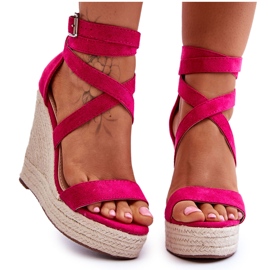 FJ1 Comfortable High Wedge Sandals Fuchsia Lemira pink FJ1 Comfortable High Wedge Sandals Fuchsia Lemira pink