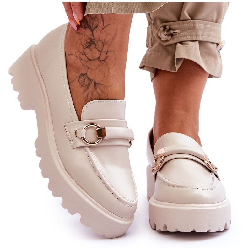 FJ1 Women's Leather Loafers Beige Camerin FJ1 Women's Leather Loafers Beige Camerin