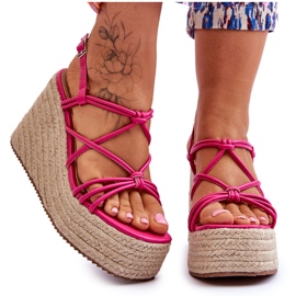 Fashionable Wedge Sandals With Braid Fuchsia Nessia pink