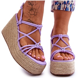 Fashionable Nessia Wedge Wedge Sandals With Braid purple