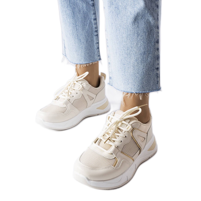 Beige multi-fabric sneakers from Caya Beige multi-fabric sneakers from Caya