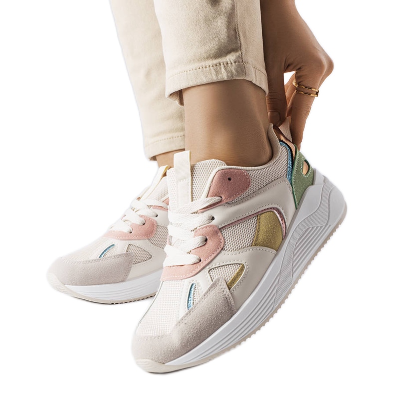 BM Beige sneakers made of mixed materials from Riel