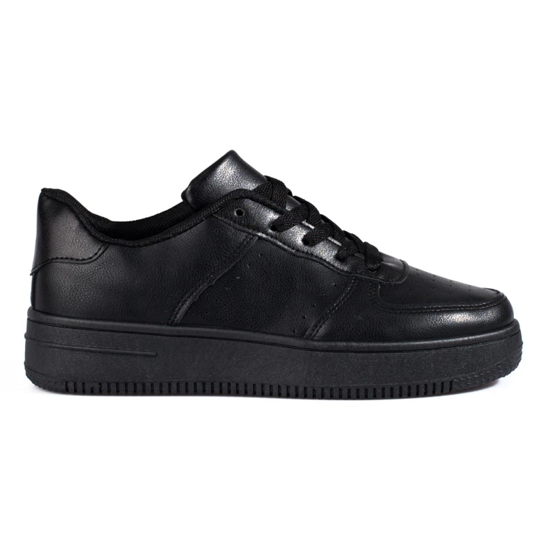 Shelovet black sports shoes with a thick sole