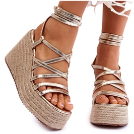 FJ1 Gold Margaritt Wedge Sandals golden