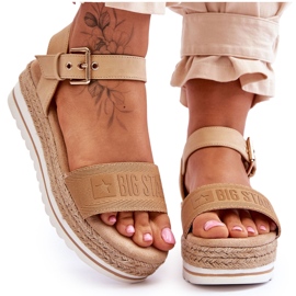 Women's Comfortable Platform Sandals Big Star LL274872 Beige brown