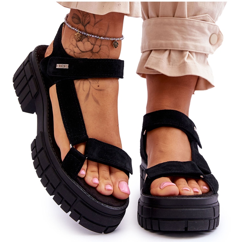 Women's Suede Sandals Big Star LL276035 Black Women's Suede Sandals Big Star LL276035 Black