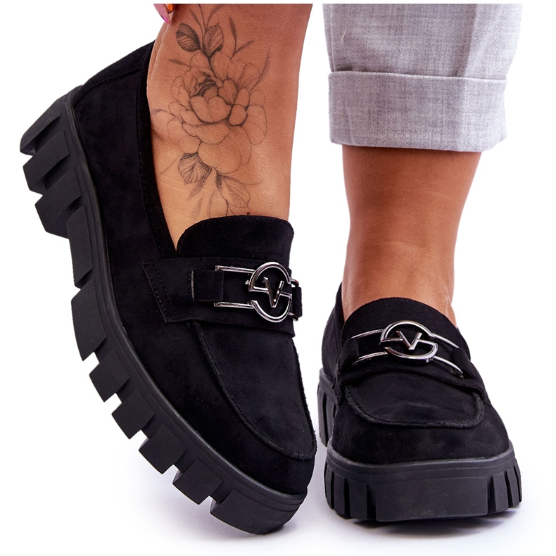 Vinceza Suede Women's Loafers Black Sanvi