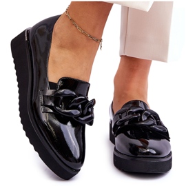 Vinceza Lacquered Wedge Loafers Black Semma