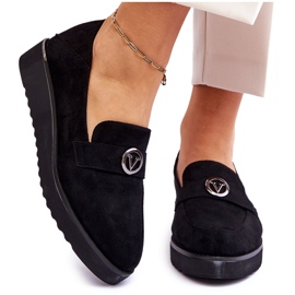 Vinceza Women's Suede Low Wedge Loafers Black Synthia
