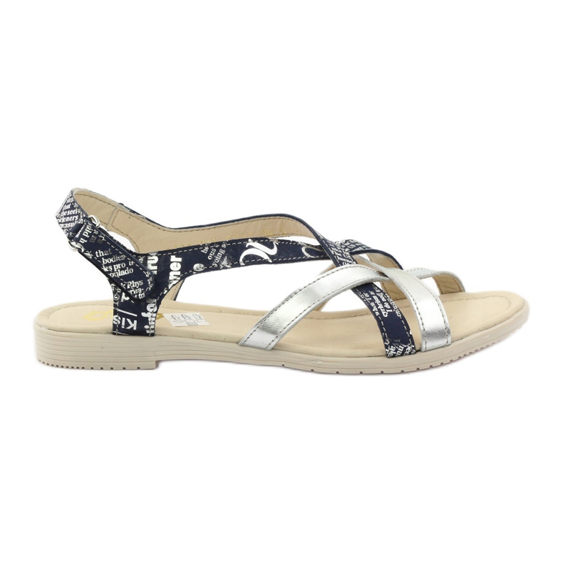 Leather Sandals woven Escott 1389 navy blue silver