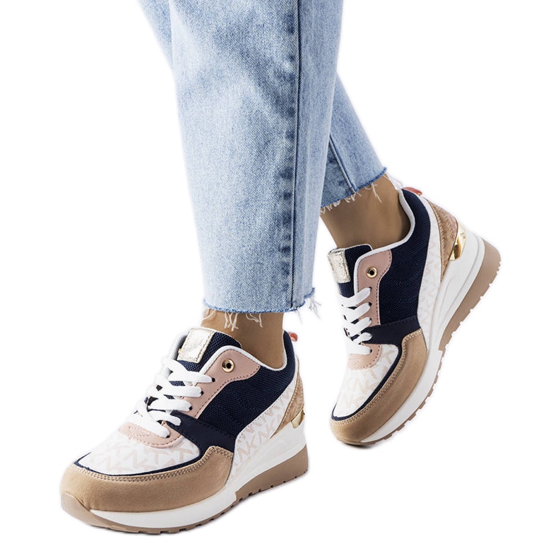 Beige and navy blue sneakers from Mireault