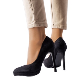 Black high heels from eco-suede Bazinet