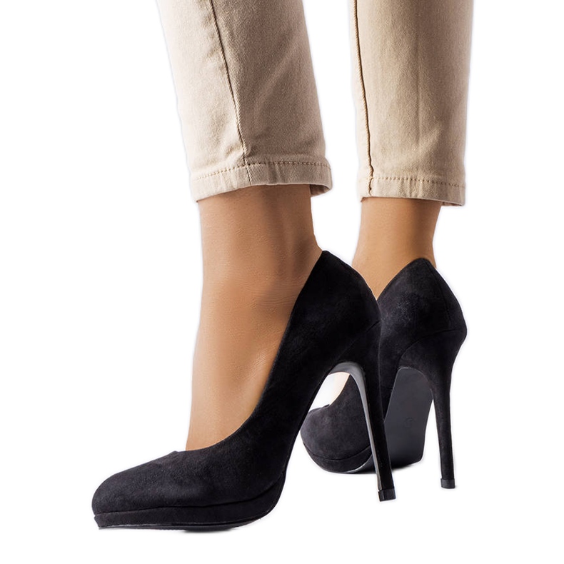 Black high heels from eco-suede Bazinet