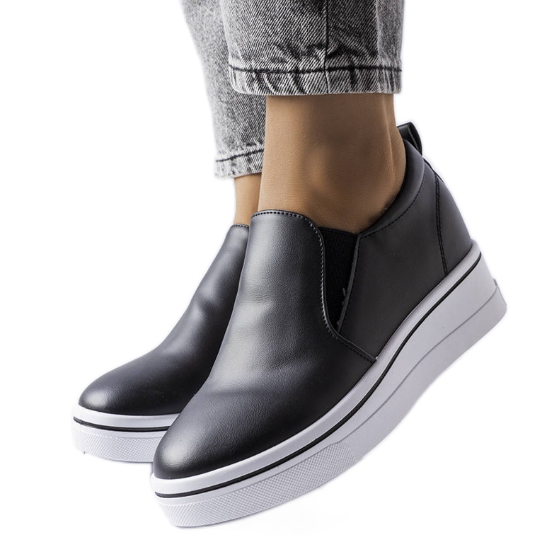 BM Black slip-on wedge sneakers from Francoeur