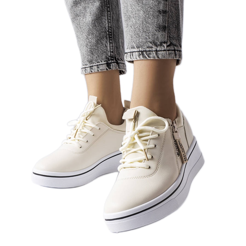 BM Beige low wedge sneakers from Mathieu