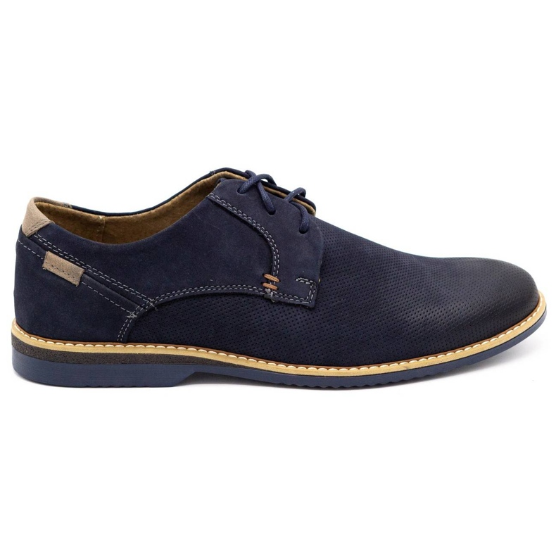 KOMODO Men's leather casual shoes 859L navy blue