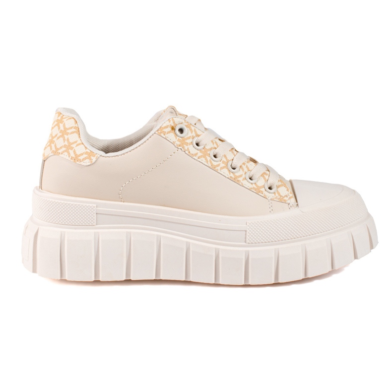 Women's cream sneakers on a high Shelovet platform beige
