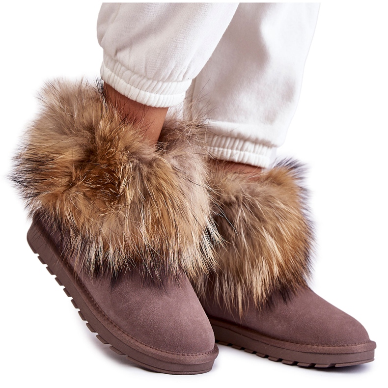 FS1 Women's Alexa Fur Suede Snow Boots beige