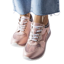Angelier pink shiny sneakers