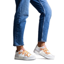 Aucoin gray sneakers with orange laces white Aucoin gray sneakers with orange laces white