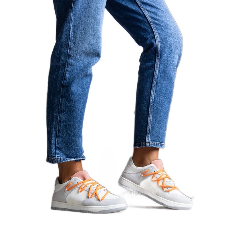 Aucoin gray sneakers with orange laces white Aucoin gray sneakers with orange laces white
