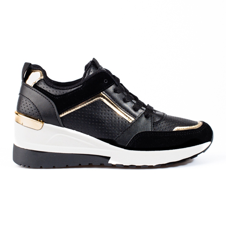 Women's black Shelovet wedge sneakers