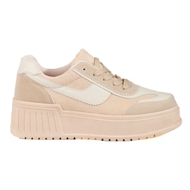 Beige suede boots with a thick platform from Shelovet
