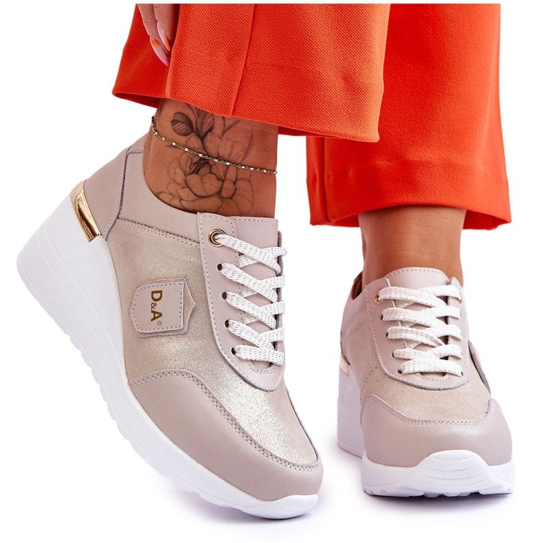 S.Barski Women's Leather Wedge Sneakers Gold Beatris golden S.Barski Women's Leather Wedge Sneakers Gold Beatris golden